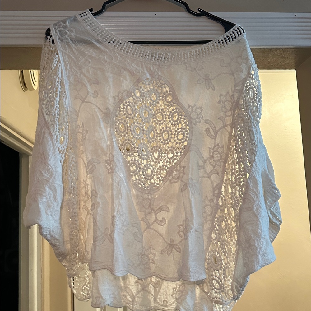 White Lace Boho Blouse